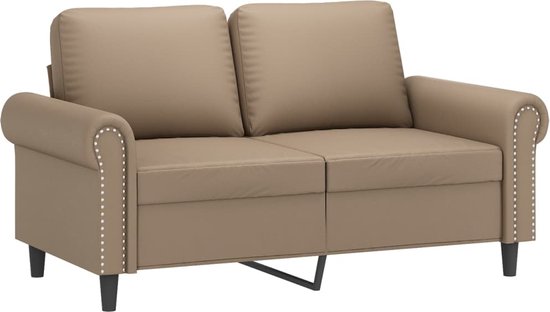 vidaXL Tweezitsbank - Cappuccino - Kunstleer - ThatLyfeStyle