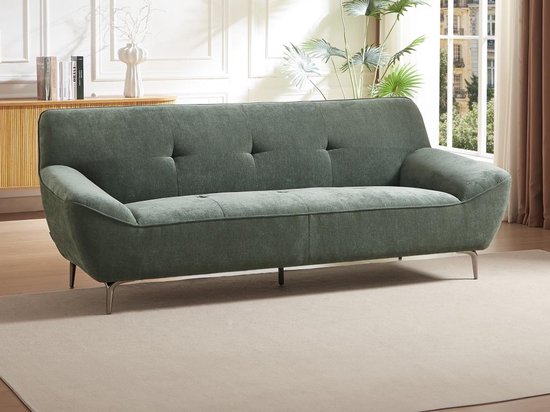 Vente-unique Zitbank 3 plaatsen groene stof PAVULIA - ThatLyfeStyle