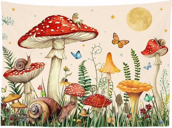 Ulticool - Paddestoel Vlinder Slak - Wandkleed - 200x150 cm - ThatLyfeStyle
