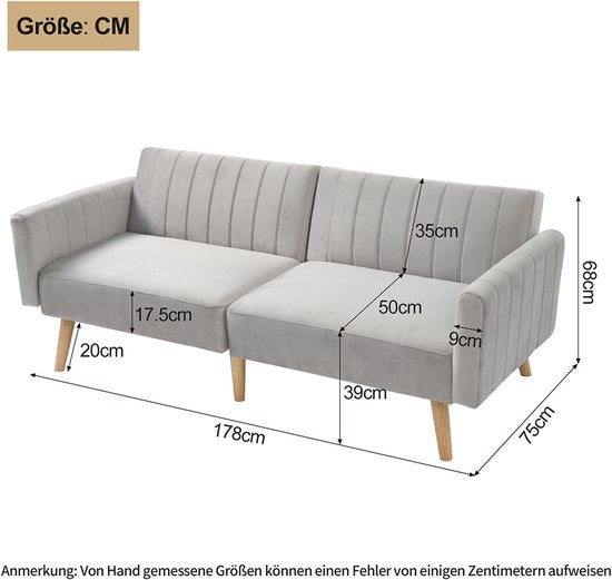 Moderne bank 2-zits met neerklapbare rugleuning - ThatLyfeStyle