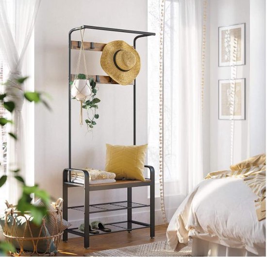 MAZAZU - Industriële kapstok met schoenenrek Industrieel - ThatLyfeStyle