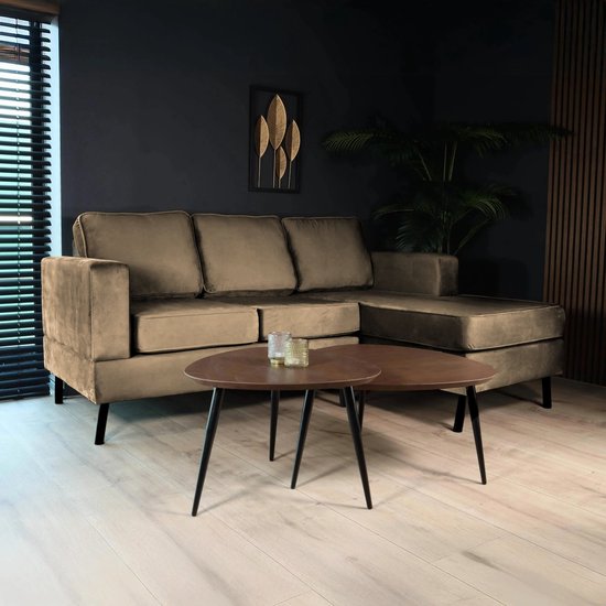 Hoekbank design Venna 200cm bruin velvet hoeksalon - ThatLyfeStyle