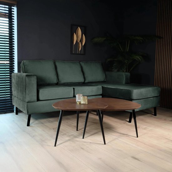 Hoekbank design Venna 200cm donkergroen velvet