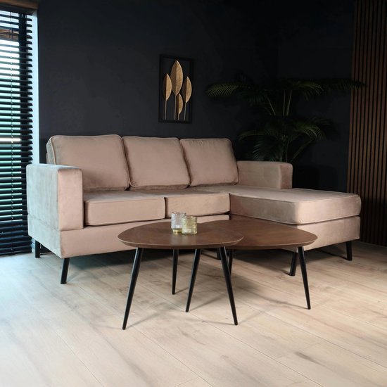 Hoekbank design Venna 200cm champagne velvet - ThatLyfeStyle