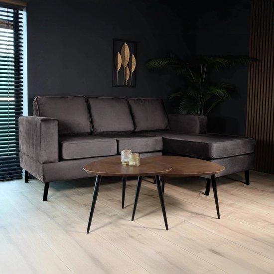 Hoekbank design Venna 200cm donkergrijs velvet - ThatLyfeStyle