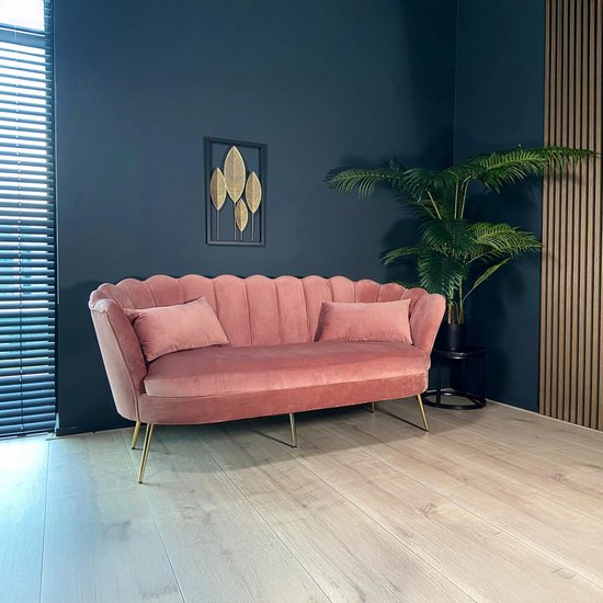 Zitbank Belle 3 zits velvet oud roze 180cm - ThatLyfeStyle