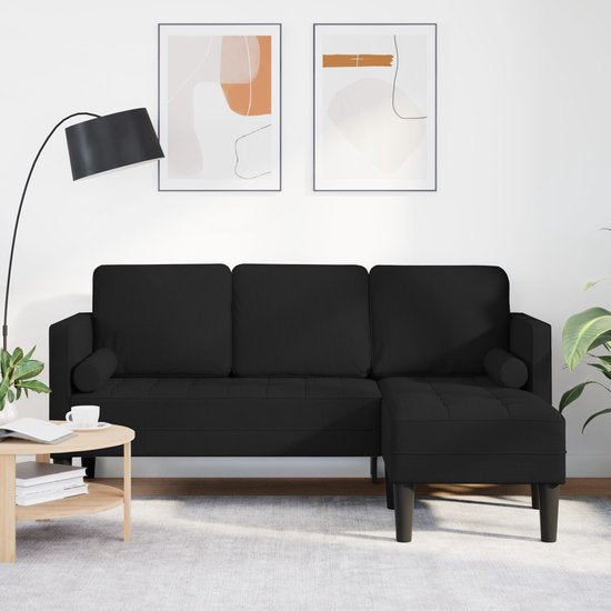 vidaXL - 3-Zits - Bank - Zwart - 160cm - Stof - ThatLyfeStyle
