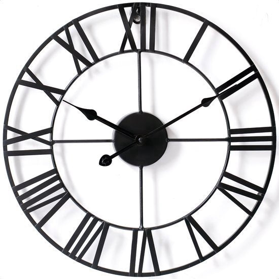 Goliving Wandklok Industrieel - Stil - Metaal - Ø 70 cm - Zwart - ThatLyfeStyle