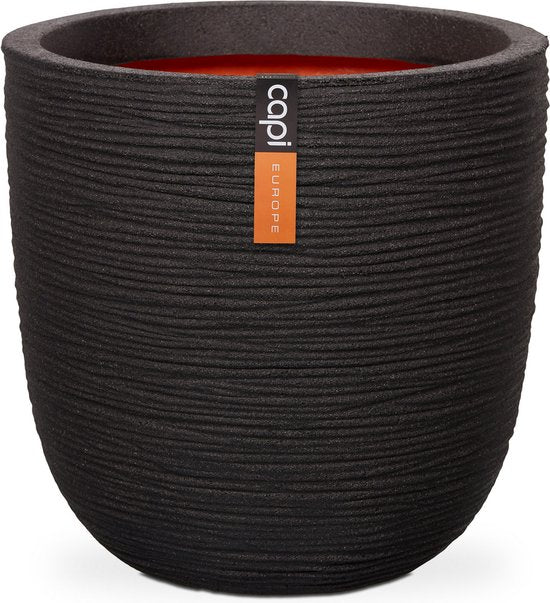 Capi Europe - Bloempot bol Rib NL - 35x34 - Zwart - ThatLyfeStyle