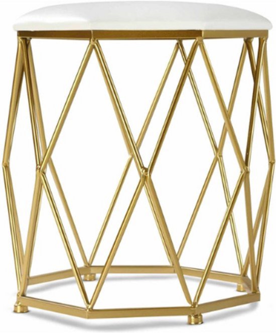 Luxaliving Poef -Goud/beige - Kaptafel Kruk-make up - ThatLyfeStyle