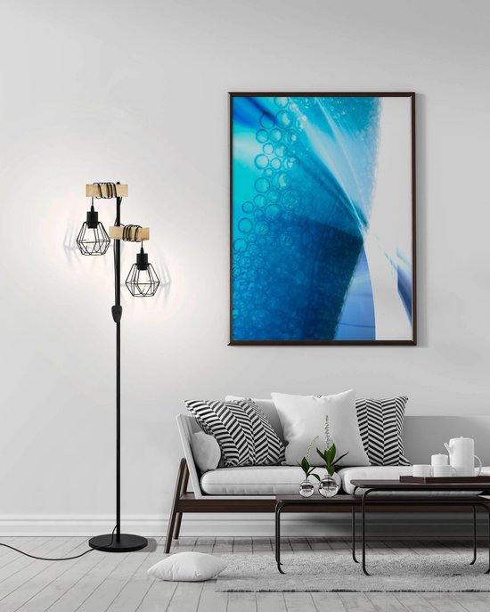 EGLO Townshend Vloerlamp - E27 - 166,5 cm - Zwart/Bruin - ThatLyfeStyle
