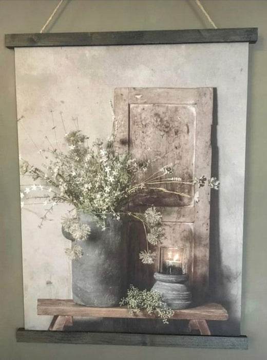 Wanddoek met bloemvaas voor landelijke woonstijl - ThatLyfeStyle