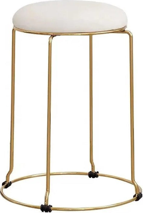 Luxaliving Kruk -Goud/Beige - Velvet & Metaal - Ø 29 x H46 cm