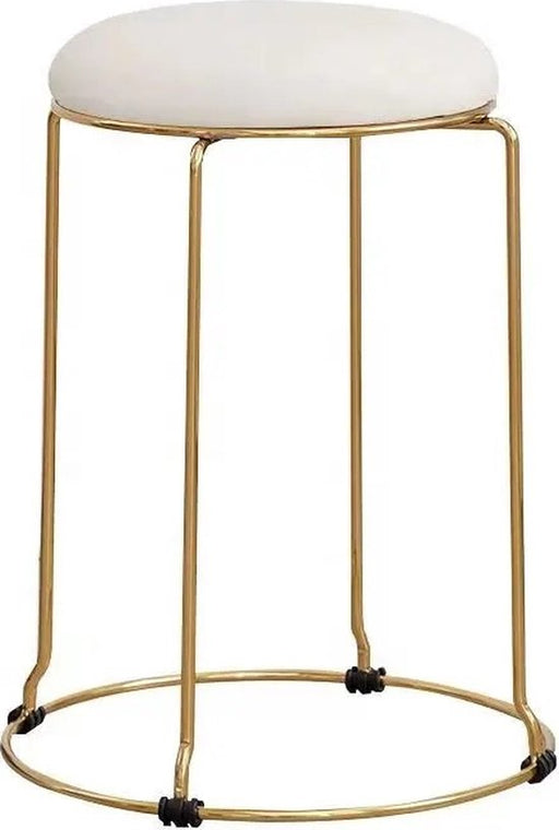 Luxaliving Kruk -Goud/Beige - Velvet & Metaal - Ø 29 x H46 cm - ThatLyfeStyle