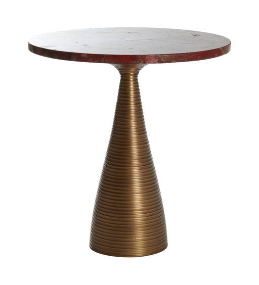 Light & Living Ronde Bijzettafel Bahia Marmer - Rood/Antiek Brons
