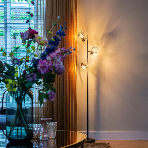 Design vloerlamp zwart 3-lichts verstelbaar - Mesh - ThatLyfeStyle