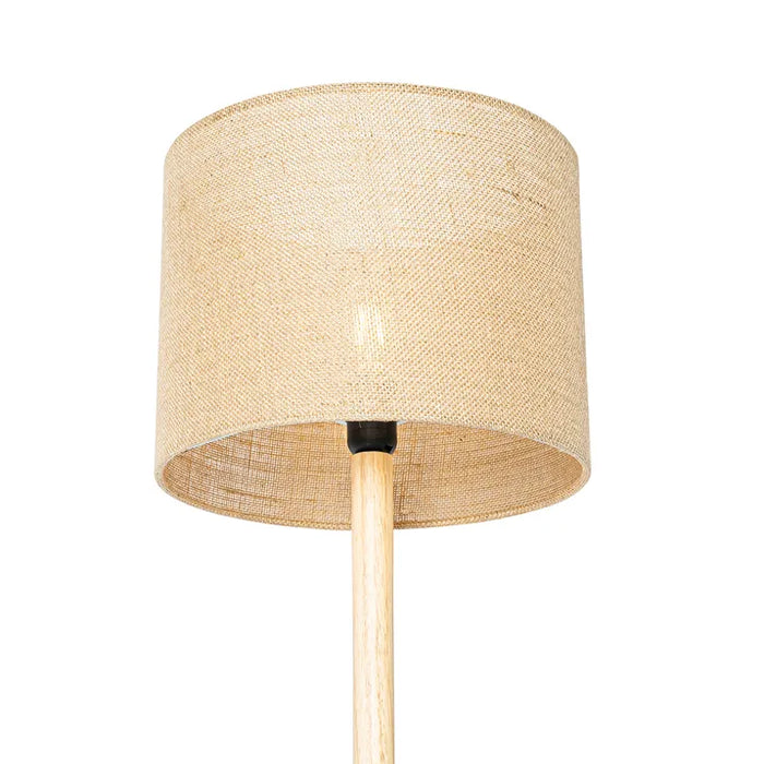 Landelijke vloerlamp hout met linnen kap naturel 32 cm - Mels - ThatLyfeStyle