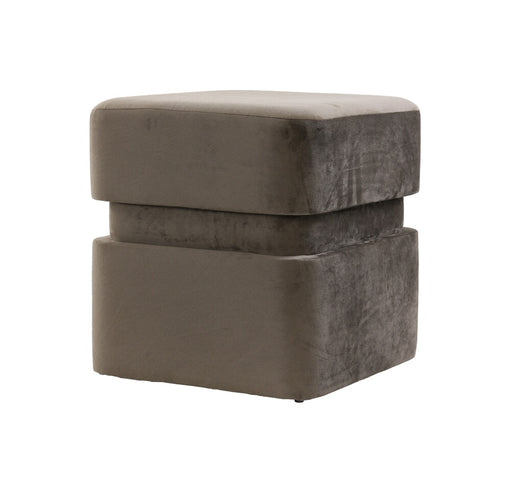 Light & Living Hocker Piazza Velvet - Donkergrijs - Vierkant