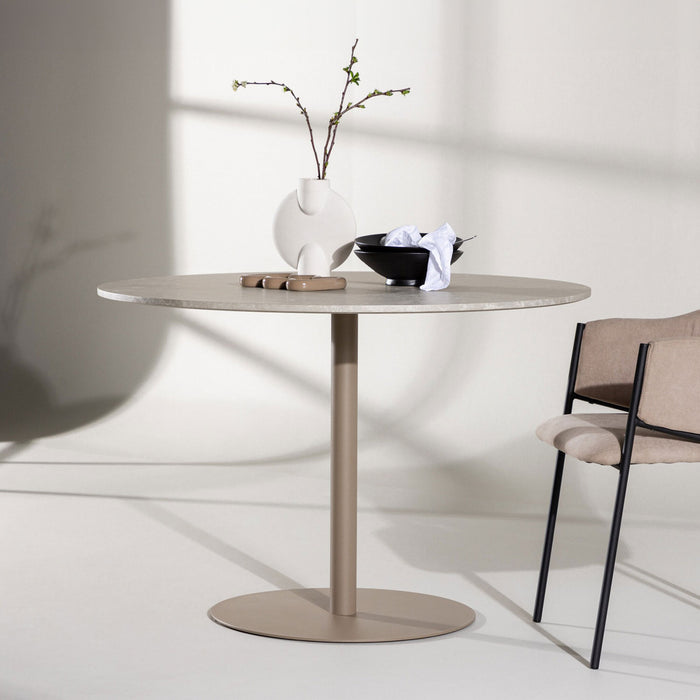 Nohr Ronde Eettafel Tu Marmerlook, 110cm - Beige