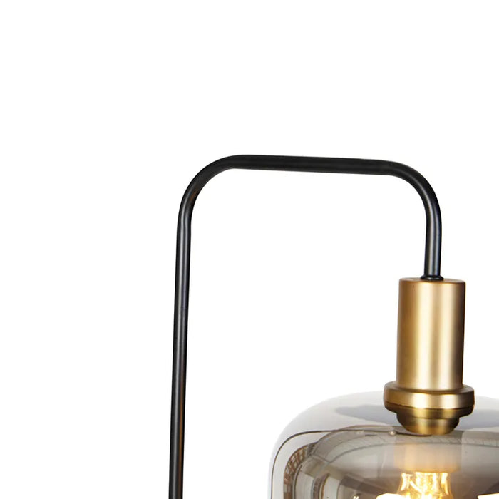 Design vloerlamp zwart met goud en smoke glas - Zuzanna - ThatLyfeStyle