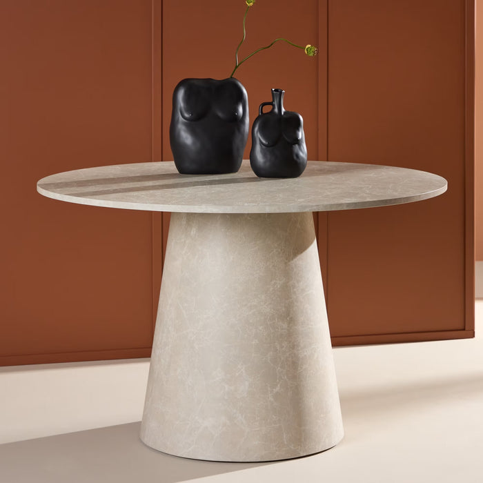 Nohr Ronde Eettafel Mikeisha Marmerlook, 120cm - Beige - Japandi