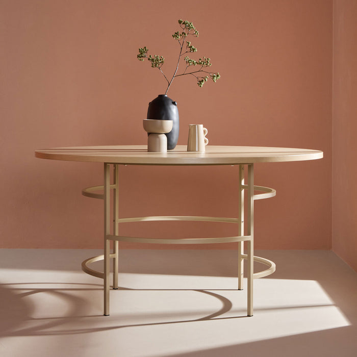 Nohr Ronde Eettafel Vu MDF, 140cm - Whitewash/Beige