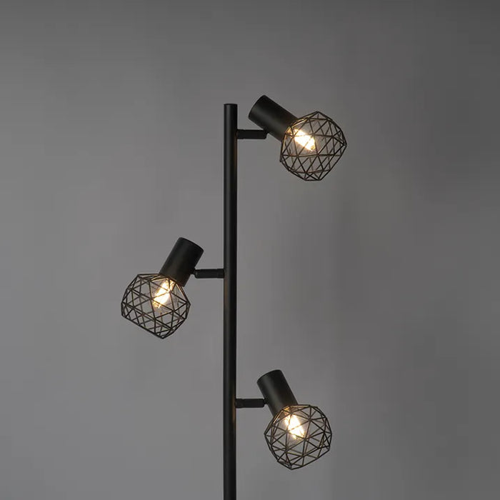 Design vloerlamp zwart 3-lichts verstelbaar - Mesh - ThatLyfeStyle