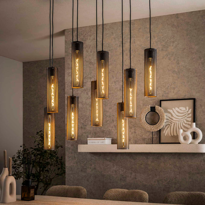 LifestyleFurn Hanglamp Manda Artic Black, 5+4-lamps - Artic zwart