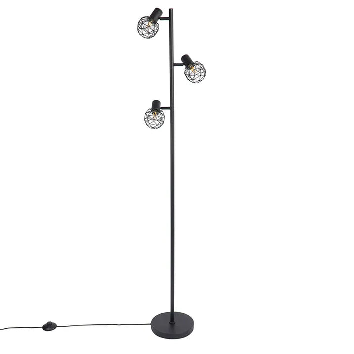 Design vloerlamp zwart 3-lichts verstelbaar - Mesh - ThatLyfeStyle
