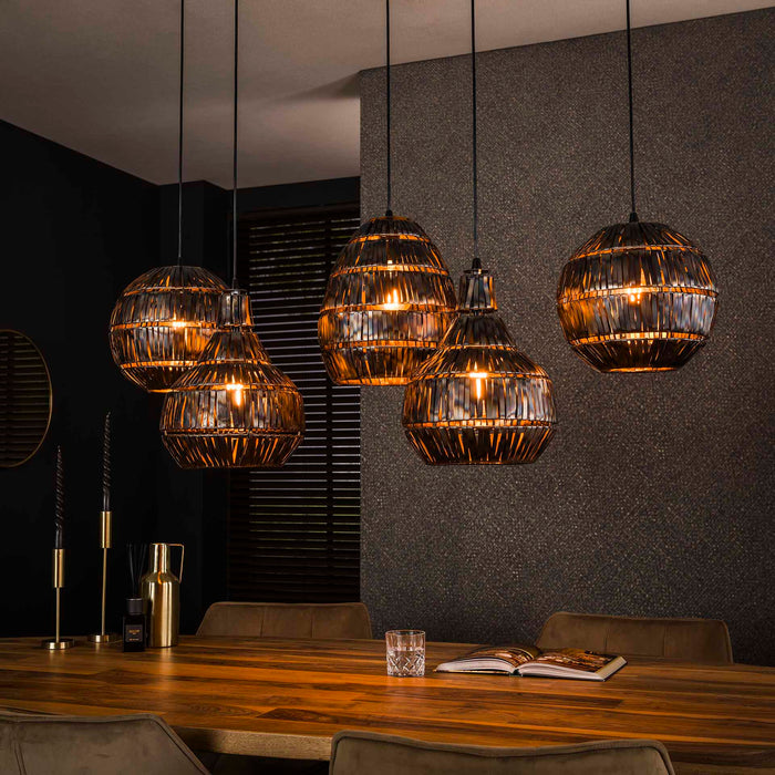 LifestyleFurn Hanglamp Dillon 5-lamps - Zwart bruin