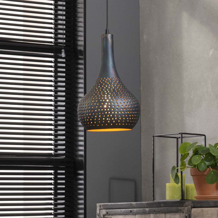 Hanglamp Judd 1-lamps, 25cm - Zwart / Bruin