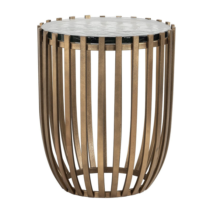 Richmond Bijzettafel Volante Glas, 47cm - Goud - Rond