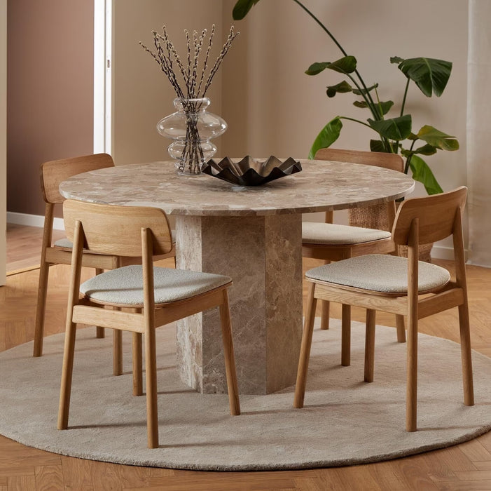 Bendt Ronde Eettafel Lasonya Marmer, 130cm - Bruin