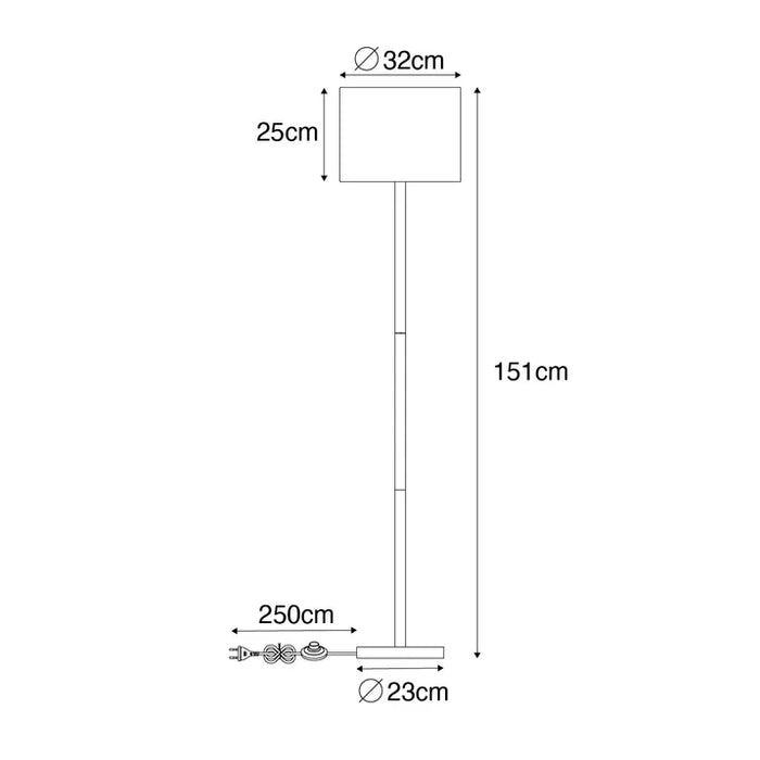 Landelijke vloerlamp hout met linnen kap naturel 32 cm - Mels - ThatLyfeStyle