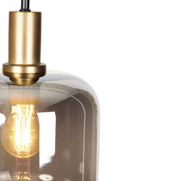 Design vloerlamp zwart met goud en smoke glas - Zuzanna - ThatLyfeStyle
