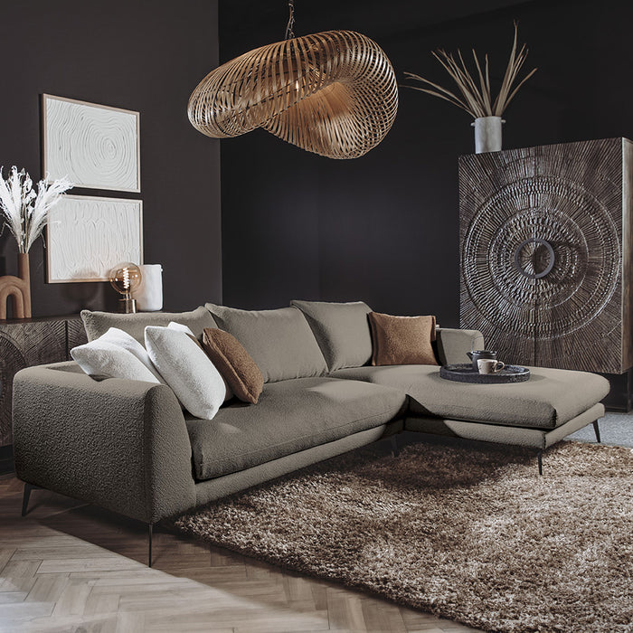 Tower Living 2,5-zits Loungebank Nottingham Bouclé, Rechts - Taupe