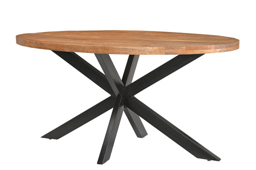 Livingfurn Ovale Eettafel Rocky Mangohout en staal - Bruin - Ovaal