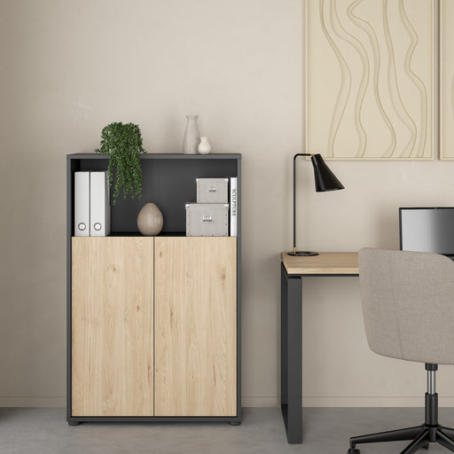 Boekenkast Bram Donkergrijs Eiken - 80x124x35 cm - ThatLyfeStyle