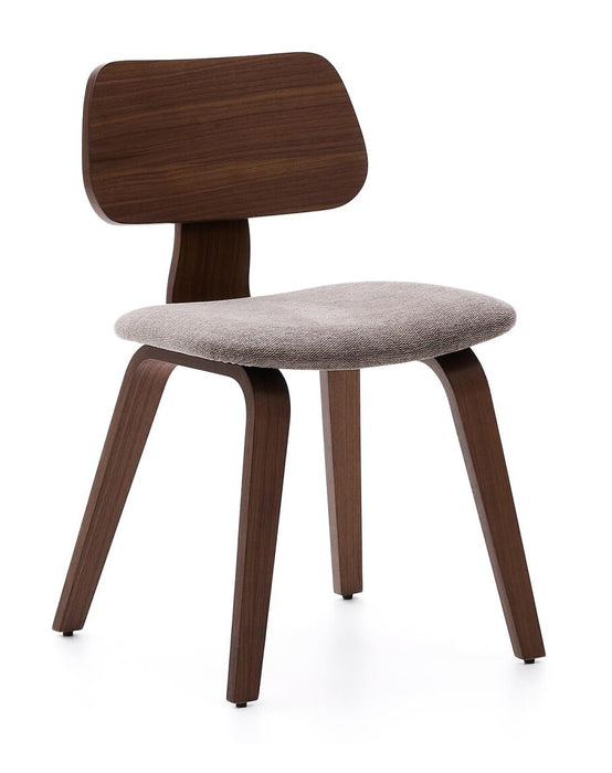 Kave Home Eetkamerstoel Gena Rubberhout en stof