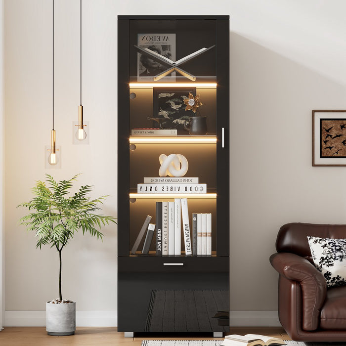 Gutent Vitrinekas Zwart Hoogglans - LED Verlichting - ThatLyfeStyle