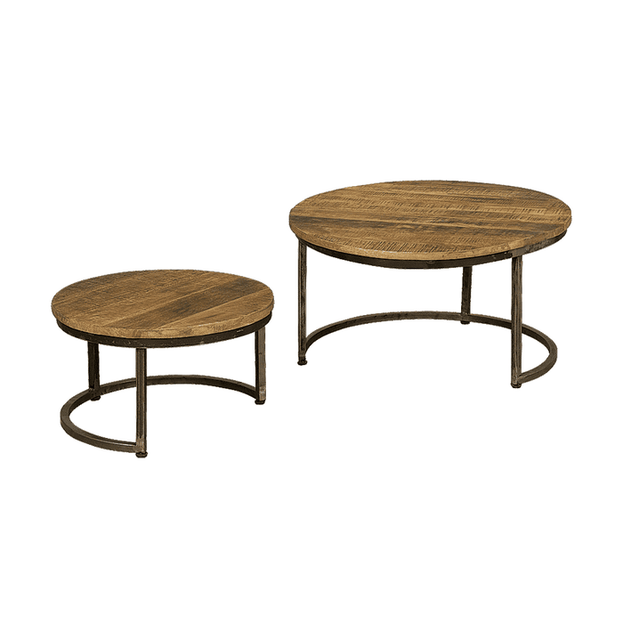 RENEW Salontafel Holly, Set van 2, Mangohout - Naturel - Rond
