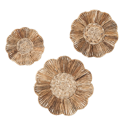 MUST Living Wanddecoratie Flower Set van 3 stuks, Abaca - Naturel