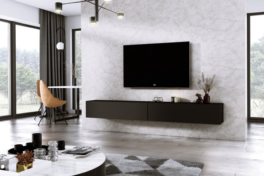Meubel Square - TV meubel DIAMOND - Mat Zwart - 240cm - ThatLyfeStyle