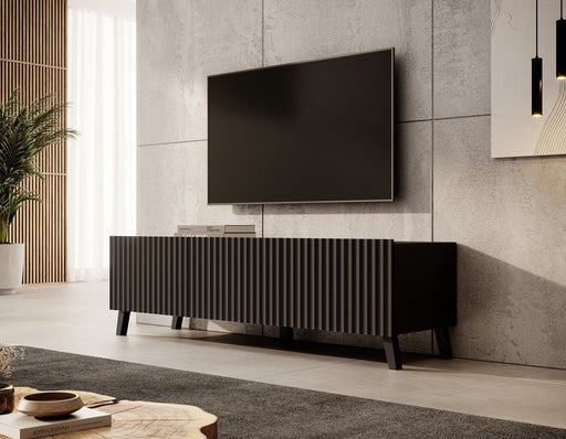 Meubella - TV-Meubel Pepinos 2 - Mat zwart - 150 cm - ThatLyfeStyle