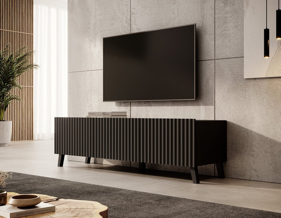 Meubella - TV-Meubel Pepinos 2 - Mat zwart - 150 cm - ThatLyfeStyle