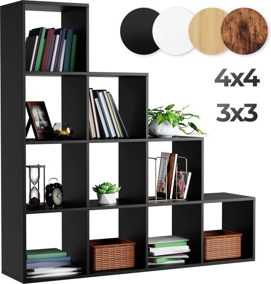 Miadomodo Vakkenkast - 10 Vakken - MDF - Zwart - ThatLyfeStyle