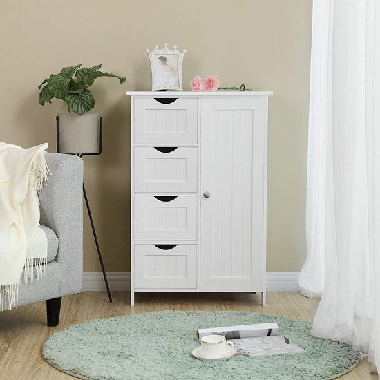Songmics - Kast met 4 Korven en Deur - Wit - ThatLyfeStyle