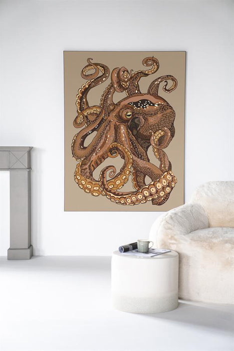 Urban Cotton Wandkleed Pulpo in zwart frame, Medium, 110 x 145cm