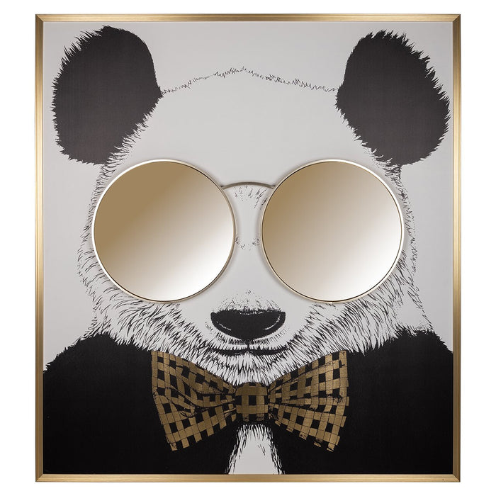 Richmond Wall Art Shiny Panda 130 x 118cm - Zwart