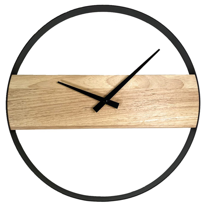 QUVIO Wandklok modern - Staal en hout - Diameter 36 cm